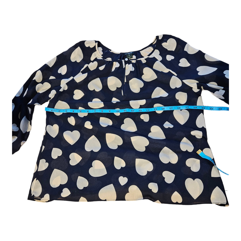 J. Crew Factory Navy and White Heart Blouse - Picture 7 of 8